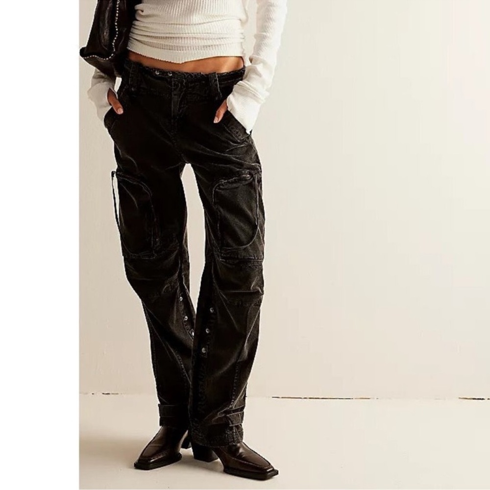 Free People We the Free Can’t Compare Slouch Pants Black Cargo XS